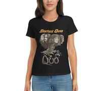 Women's Short Sleeve Summer Cotton Status Logo Print Tee T Shirts Crew Neck Quo T-Shirt Tops Band Tshirt for Women Big Teen Girl Fans Merch Clothes Gift
