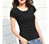 Womens Short Sleeve Tee with Round Neck and V Neck for Basic Wardrobe Needs (XL Black o neck)