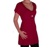 Womens Short Sleeve V Neck Casual Plain Long Plus Size Flared Swing Tunic Top