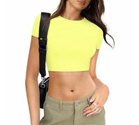 Womens Short Sleeve, Women's Basic Short Sleeve Y2K Tops, Scoop Neck Women's Basic Short Sleeve Slim Fitted, Basic T-Shirts Crop Tops Blouse Aesthetic Streetwear