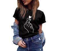 Women's short-sleeved casual short-sleeved T-shirt with unique graphic design for comfortable stylish everyday wear., black, XL