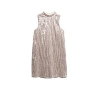 Women's short sleeveless sequin trapeze dress Superdry Beige M