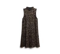 Women's short sleeveless sequin trapeze dress Superdry Marron XS