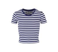 Urban Classics Women's Ladies Short Striped Tee T-Shirt, White/Dark Blue, XL