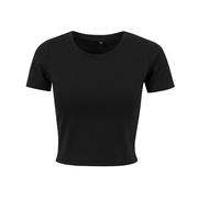 Build Your Brand Womens By042-ladies Cropped Tee T-Shirt, Black, XL EU