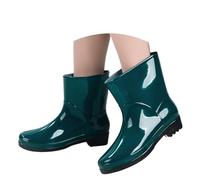 Womens Short Wellies Rain Boots Waterproof Ankle Rain Boot Wide Leg Easy Slip on Wellington Rain Boot Outdoor Work Wide Calf Short Chelsea Booties Lightweight Fashion Walking Garden Shoes