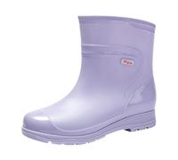 Womens Short Wellies Waterproof Ankle Boots Women Garden Shoes Fall Boots Women's Fashion Rain Cut Short Tube Plastic Water Shoes with Non Slip Soles Warm Water Proof Rubber Rain for Owl Print Purple