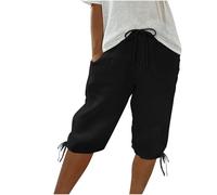 Womens Shorts Baggy Shorts Women Workwear Hot Pants Women Beach Vacation Clothes Lace Up Half Straight Leg Beach Trousers Solid Color Plus Size Sportswear Activewear Ladies Joggers Thin