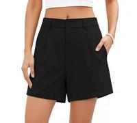 Womens Shorts Knee Length Bermuda Shorts with Pockets Elastic High Waisted Wide Leg Summer Pants Casual Business Office Golf Smart Suits Dress Pants Plus Size Summer Clothes Black