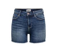 ONLY Women's Denim Jeans Button and Zipper Summer Shorts, Colours:Dark-Blue, Size:XS