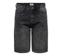 ONLY Women's Long Denim Shorts with High Waist and Regular Fit, Washed Black, XS