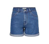 ONLY Women's High-Waisted Shorts 5-Pocket Style Button Fly Zipper Closure Short Bermudas, Colours:Blue-3, Size:M