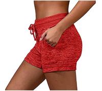 Women'S Shorts Running Shorts Mid-Rise Straight Workout Short Trousers With Pockets Lightweight Hiking Walking Shortpant Solid Color Beach Short Pants Stretchy Waistband Drawstring Hotpants