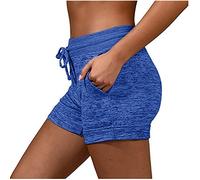 Women'S Shorts Running Shorts Mid-Rise Straight Workout Short Trousers With Pockets Lightweight Hiking Walking Shortpant Solid Color Beach Short Pants Stretchy Waistband Drawstring Hotpants