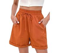 Womens Shorts Sale Summer Trousers for Women UK Fashion Shorts High Waist Wide Leg Drawstring With Pockets Shorts Home Casual Pocket Shorts Cargo Shorts Elasticated Waist Harem Shorts for Women UK