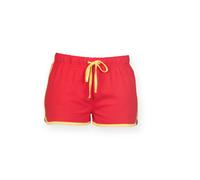 Skinni Fit Womens/Ladies Retro Training/Fitness Sports Shorts (XS) (Red/Yellow)