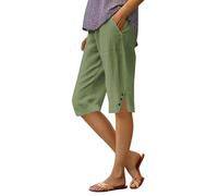 Womens Shorts Summer Knee Length Beach Bermuda Shorts Ladies Loose Casual Drawstring Capri Pants Comfy Lounge Cropped Trousers with Pockets My Orders UK 2025 Army Green