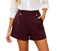 Womens Shorts Tailored Bermuda Shorts with Pockets Womens Clothes Elastic High Waisted Wide Leg Summer Pants Casual Business Office Golf Smart Suits Dress Work Pants Plus Size Summer Clothes Hot Red