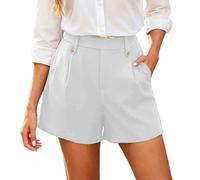 Womens Shorts Tailored Bermuda Shorts with Pockets Womens Clothes Elastic High Waisted Wide Leg Summer Pants Casual Business Office Golf Smart Suits Dress Work Pants Plus Size Summer Clothes White