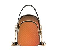 Womens Shoulder Handbag Abstract Black Orange Gradient Quilted Cell Phone Wallet Chain Purse Cute Zipper Satchel Crossbody Tote, 5.9" × 8.3" × 3.1"