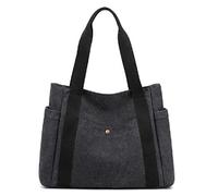 Womens Shoulder Handbag Canvas Hobo Tote Bag Leisure Shopper Travel Purses for Girls, Black, M