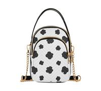 Womens Shoulder Handbag Classical Black Spots White Quilted Chain Strap Cell Phone Purse Cute Designer Clutch Ladies Zipper Tote, 5.9" × 8.3" × 3.1"