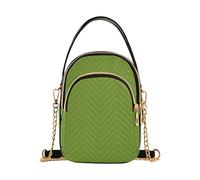 Womens Shoulder Handbag Olive Drab Quilted Chain Wallet Cell Phone Purse Cute Zipper Designer Bowler Tote, 5.9" × 8.3" × 3.1"