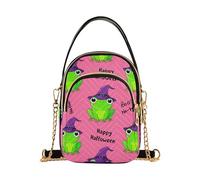 Women's Shoulder Handbag Trendy Phone Bags with Chain Strap Quilted Ladies Tote Crossbody Satchel Cute Green Frogs Eyes Wizard Pink