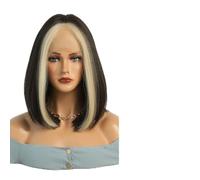 Women's shoulder-length wig 15 inches hand-woven T-shaped lace wig suitable for daily work family gatherings Christmas etc. A,39CM