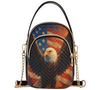 Women's Shoulder Purses Majestic Bald Eagle Wings Quilted Chain Strap Cell Phone Purse Cute Zipper Designer Bowler Tote, 5.9" × 8.3" × 3.1", 5.91x3.15x8.27inches