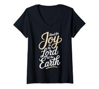 Women's Shout for Joy Praise Baptism Bible Verse Baptized Christian V-Neck T-Shirt
