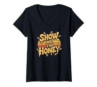 Womens Show Me The Honey Retro Bee Lover V-Neck T-Shirt