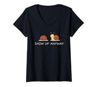 Women's Show Up Anyway Growth Mindset Motivational Mindfulness V-Neck T-Shirt