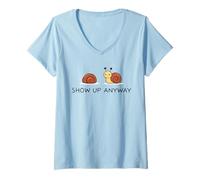Women's Show Up Anyway Growth Mindset Motivational Mindfulness V-Neck T-Shirt