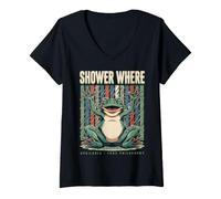 Women's Shower Where Available Frog Philosophy Funny V-Neck T-Shirt