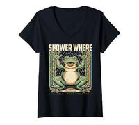 Women's Shower Where Available Frog Philosophy Quote V-Neck T-Shirt