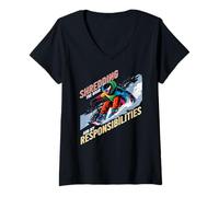Womens Shredding The Gnar and My Responsibilities V-Neck T-Shirt