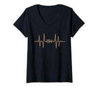 Womens Shree RAM EKG Heartbeat Pulse Hindu God Devotional Spiritual V-Neck T-Shirt