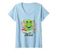 Womens Shrek Airbrush Style Portrait V-Neck T-Shirt