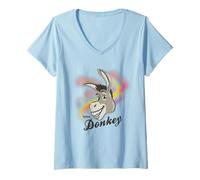Womens Shrek Donkey Airbrush Style Portrait V-Neck T-Shirt