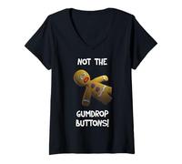 Womens Shrek Gingerbread Man Not The Gumdrop Buttons V-Neck T-Shirt