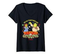 Women's Shrek Waffles & Onions Funny Holiday V-Neck T-Shirt