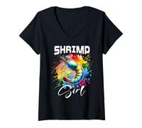 Women's Shrimp Girl Shrimp V-Neck T-Shirt