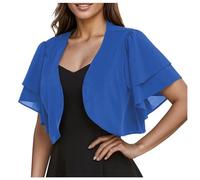 Women's Shrugs and Bolero UK Summer Chiffon Half Sleeve Bolero Cardigans Shawl Casual Lightweight Cover Up Cropped Sheer Jacket Open Front Shawl Cardigan Tops For Evening Wedding Dress