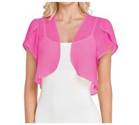 Women's Shrugs and Bolero UK Summer Chiffon Half Sleeve Bolero Cardigans Shawl Casual Lightweight Cover Up Cropped Sheer Jacket Open Front Shawl Cardigan Tops for Evening Wedding Dress
