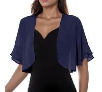 Women's Shrugs and Bolero UK Summer Chiffon Half Sleeve Bolero Cardigans Shawl Casual Lightweight Cover Up Cropped Sheer Jacket Open Front Shawl Cardigan Tops for Evening Wedding Dress