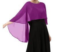 Women's Shrugs,Chiffon Capes Women's Summer Soft Capelets Lightweight Shawls Wraps for Evening Dresses Scarf Stole Elegant Cape Festive Bolero Cardigan Purple