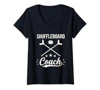 Women's Shuffleboard Coach Board Game Lover Outdoor Shuffle Board V-Neck T-Shirt