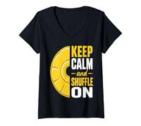 Women's Shuffleboard Player Shuffle On V-Neck T-Shirt