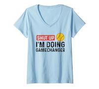 Womens Shut up I'm Doing Gamechanger Baseball V-Neck T-Shirt